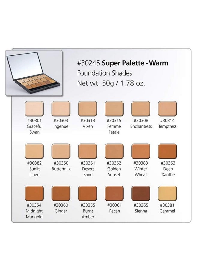 Graftobian Glamour Crème Ultra HD Foundation Super Palettes - Foundation Palette, Contour Makeup, Foundation for Professional Makeup Kit, Face Makeup for Full Coverage - Warm Color