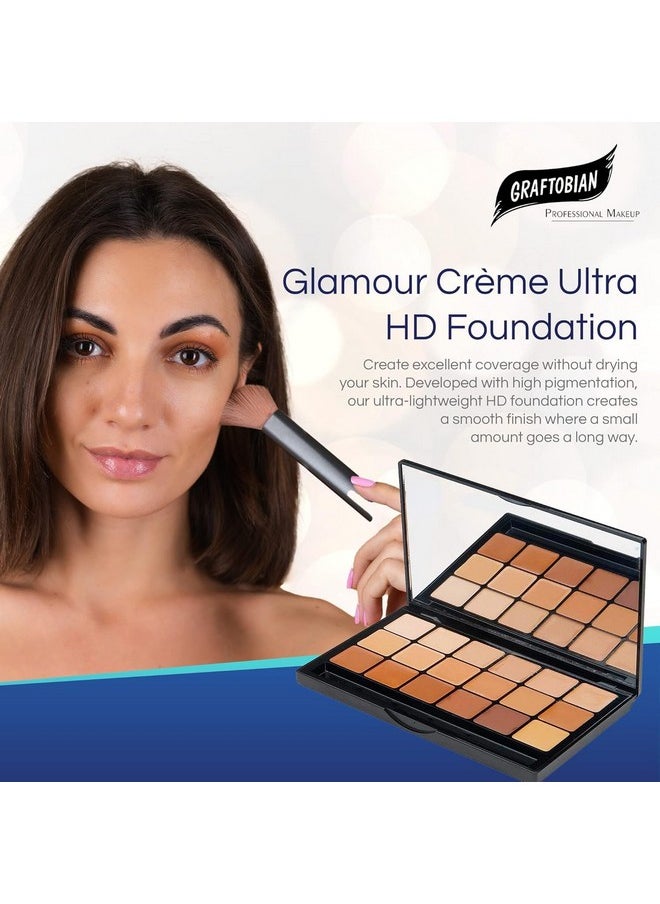 Graftobian Glamour Crème Ultra HD Foundation Super Palettes - Foundation Palette, Contour Makeup, Foundation for Professional Makeup Kit, Face Makeup for Full Coverage - Warm Color
