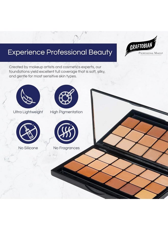 Graftobian Glamour Crème Ultra HD Foundation Super Palettes - Foundation Palette, Contour Makeup, Foundation for Professional Makeup Kit, Face Makeup for Full Coverage - Warm Color