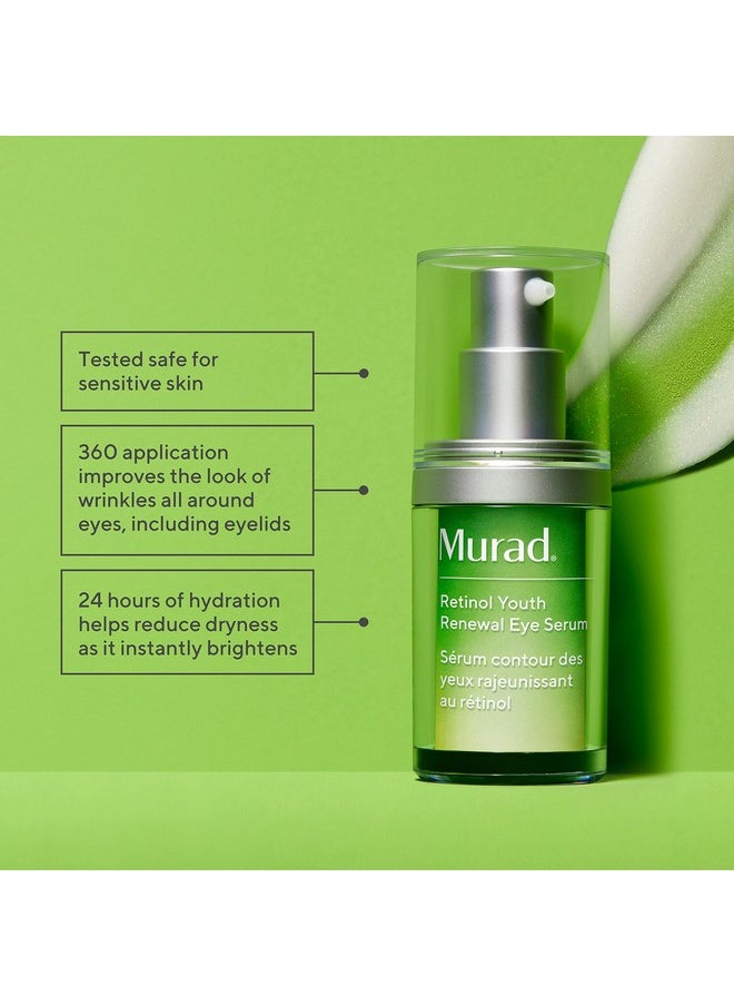Murad Retinol Youth Renewal Eye Serum - Retinol Eye Serum Visibly Improves Undereye Puffiness Dark Circles and Reduces the Appearance of Fine Lines, Gentle Enough for Nightly Use - 0.5 oz