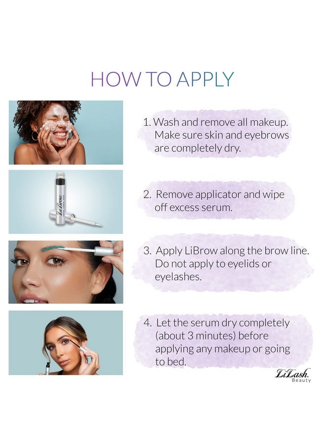 LiBrow Purified Eyebrow Physician-Formulated Serum for Fuller & Thicker Looking Eyebrows | Natural Eyebrow Enhancer Safe for Sensitive Skin | 90-Day Supply (3ml)