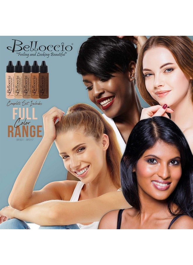 Belloccio Master Set Of All 17 Foundation Shades of Belloccio's Professional Cosmetic Airbrush Makeup, 1/2 oz. Bottles plus a 2 oz. Moisturizing Primer