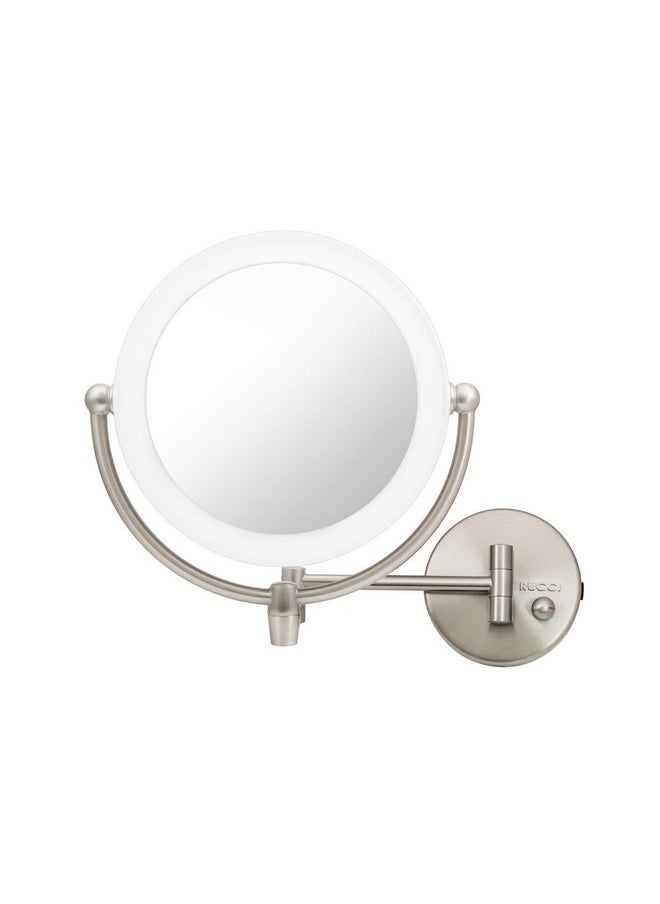 Wall Mount LED Lighted Makeup Mirror, AC Adaptor, 10x/1x Magnification, Satin Nickel Finish 8.6