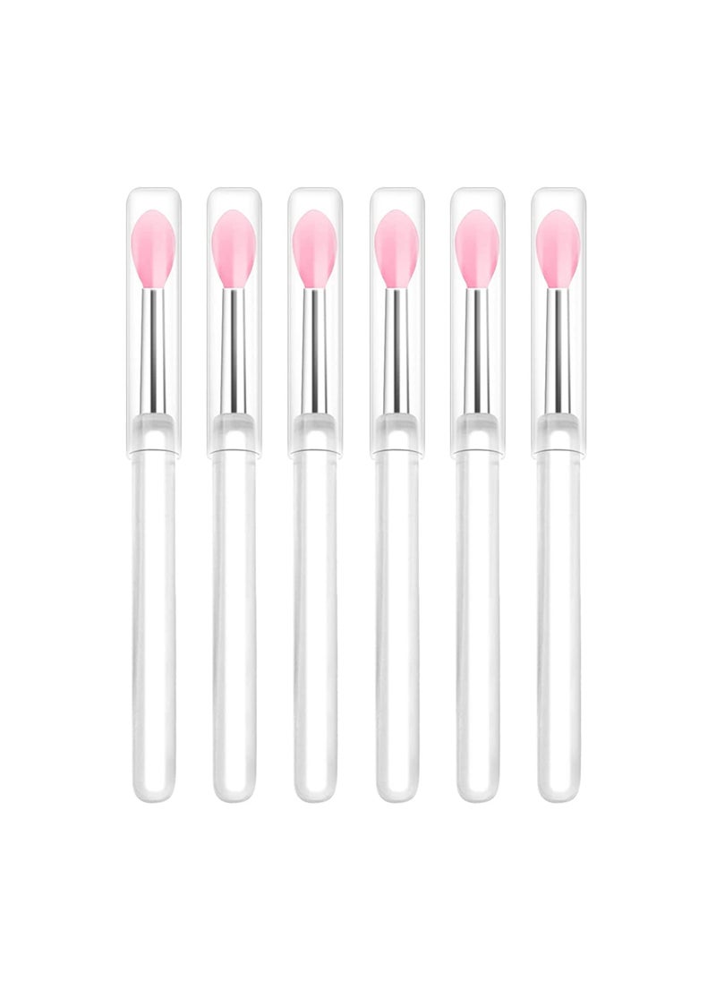 Arqumi Silicone Lip Brush, 6 PCS, Makeup Brushes with Dirt-proof Caps for Protection, Lipstick Applicator Brushes for Lip Gloss, Lip Mask, Eyeshadow, Lip Cream, Makeup Beauty Tool, Pink