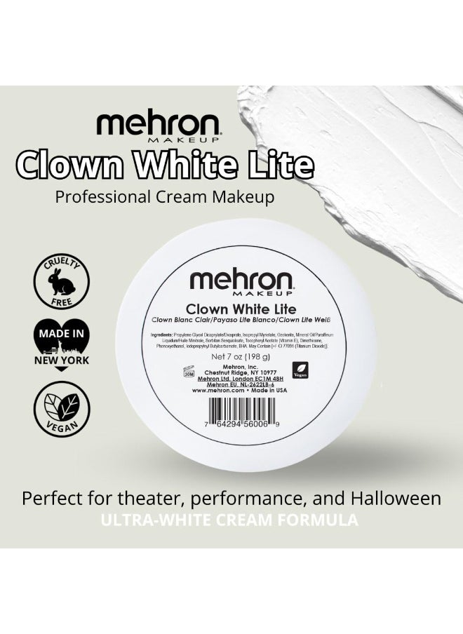 Mehron Makeup Clown White Lite | Professional Face Paint & Body Paint | White Cream Clown Makeup, Stage, Film, Cosplay, Mime, & Halloween 7 oz (198 g)
