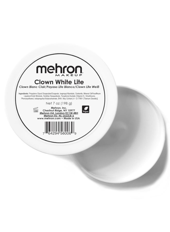 Mehron Makeup Clown White Lite | Professional Face Paint & Body Paint | White Cream Clown Makeup, Stage, Film, Cosplay, Mime, & Halloween 7 oz (198 g)