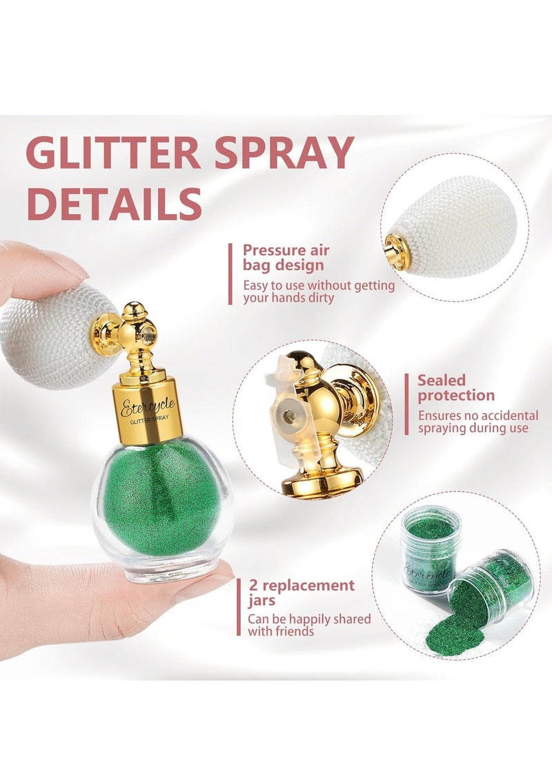 Etercycle Body Shimmer Spray, Green Fine Glitter Spray for Hair and Body, Longwear and Quick Drying Face Shimmer Powder Sparkly Glitter Gifts for Rave Accessories Easter Christmas Halloween Clothes