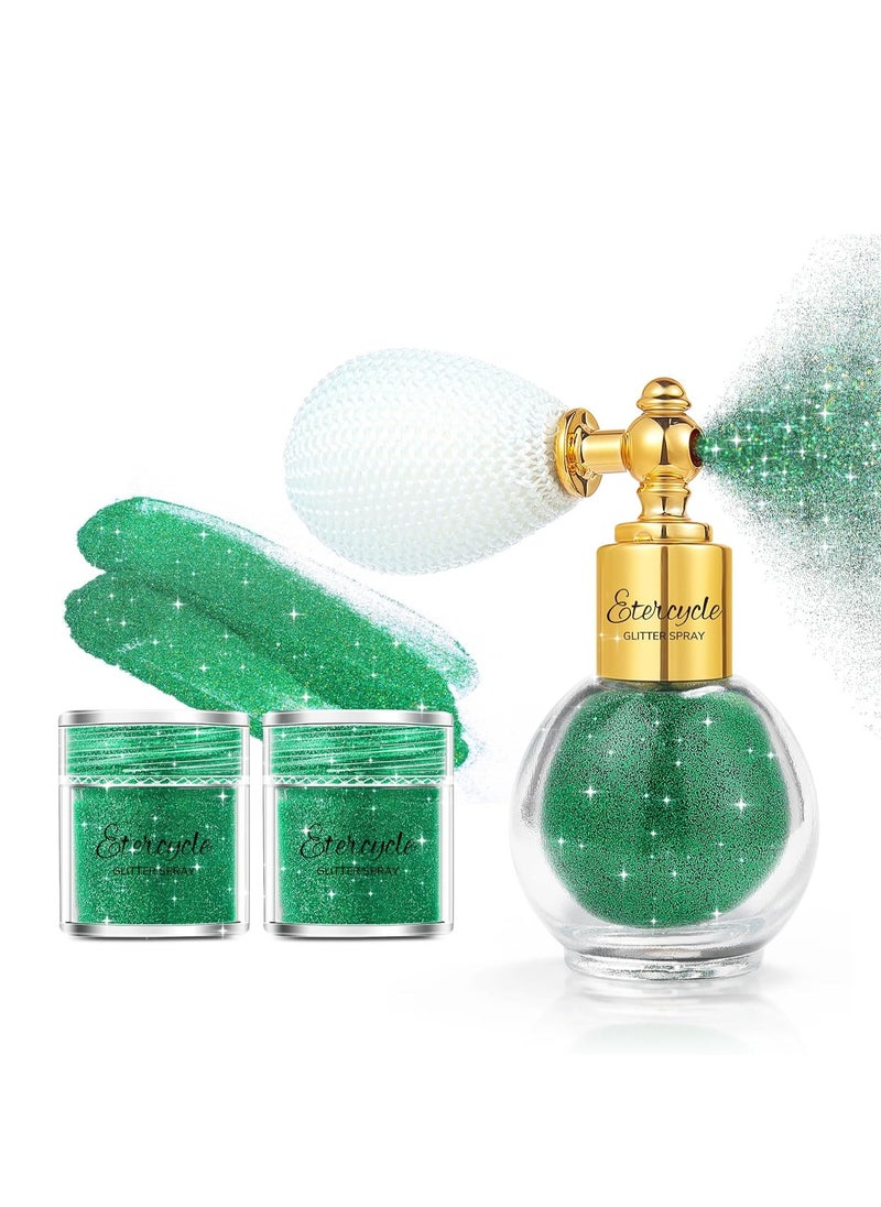 Etercycle Body Shimmer Spray, Green Fine Glitter Spray for Hair and Body, Longwear and Quick Drying Face Shimmer Powder Sparkly Glitter Gifts for Rave Accessories Easter Christmas Halloween Clothes