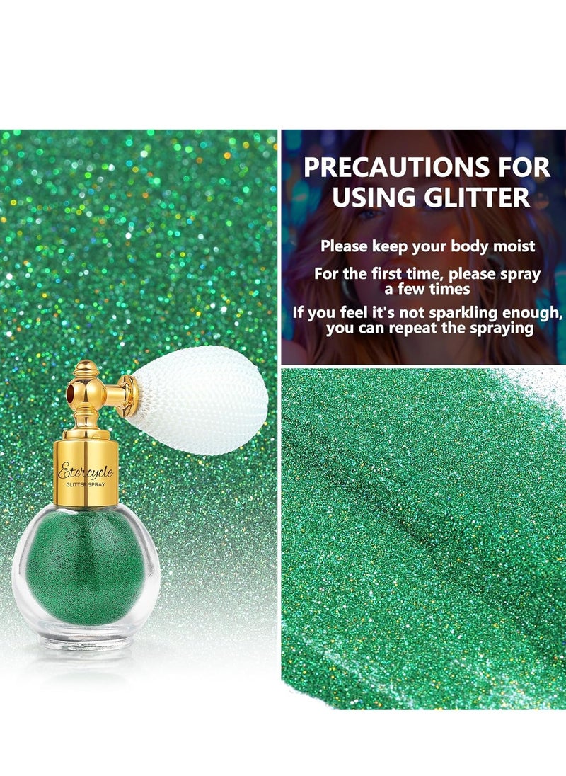 Etercycle Body Shimmer Spray, Green Fine Glitter Spray for Hair and Body, Longwear and Quick Drying Face Shimmer Powder Sparkly Glitter Gifts for Rave Accessories Easter Christmas Halloween Clothes