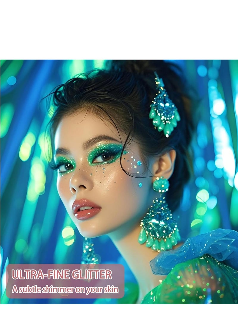 Etercycle Body Shimmer Spray, Green Fine Glitter Spray for Hair and Body, Longwear and Quick Drying Face Shimmer Powder Sparkly Glitter Gifts for Rave Accessories Easter Christmas Halloween Clothes