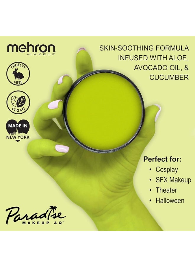 Mehron Makeup Paradise Makeup AQ Pro Size | Stage & Screen, Face & Body Painting, Special FX, Beauty, Cosplay, and Halloween | Water Activated Face Paint & Body Paint 1.4 oz (40 g) (Lime)