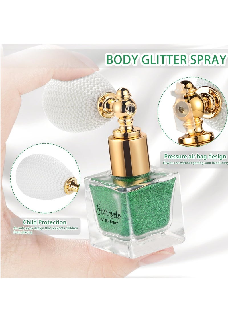 Etercycle Green Body Glitter Spray, Shimmering Spray Powder Sparkle Powder, Cosmetic Shimmer Makeup Glitter for Hair and Body Face Clothes Nail Art Craft Design Easter Christmas Halloween Crafts