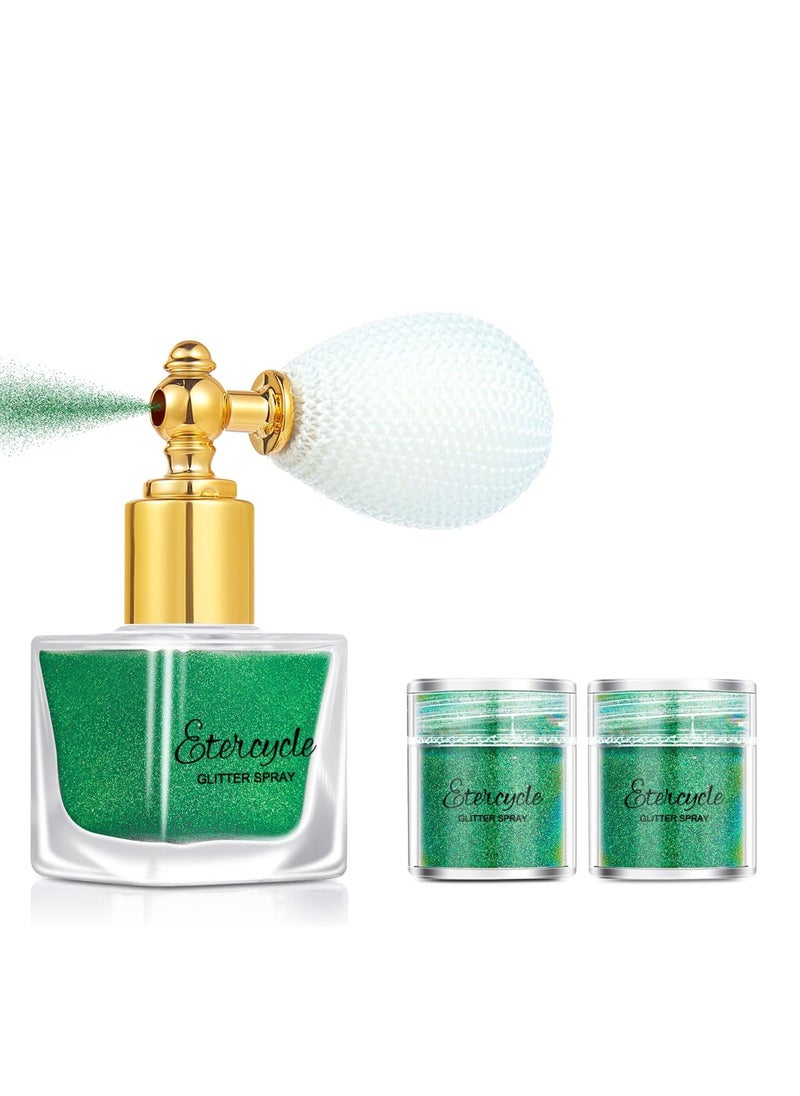 Etercycle Green Body Glitter Spray, Shimmering Spray Powder Sparkle Powder, Cosmetic Shimmer Makeup Glitter for Hair and Body Face Clothes Nail Art Craft Design Easter Christmas Halloween Crafts