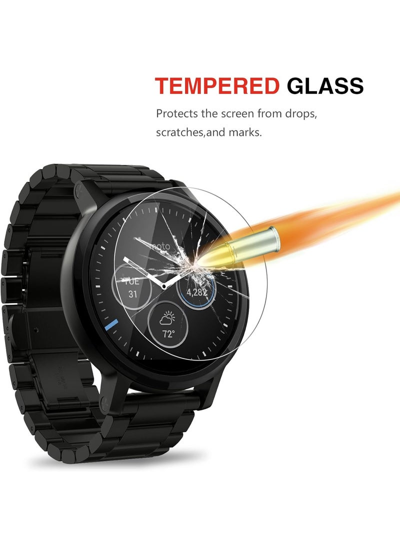 AKWOX (Pack of 4) Tempered Glass Screen Protector for Moto 360 1st and 2nd Gen 46mm Smart Watch, [0.3mm 2.5D 9H] Premium Clear Screen Protective Film for Motorola Moto 360 46mm