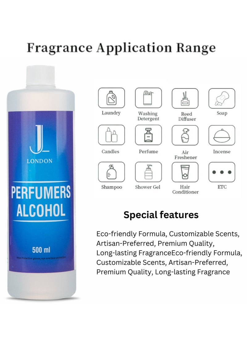 Jan London's Perfumers Alcohol, Ethanol, Isopropyl Myristate, and Propylene blend empowers you to create custom scents for perfumes, aftershaves, diffusers, and room sprays 500ml