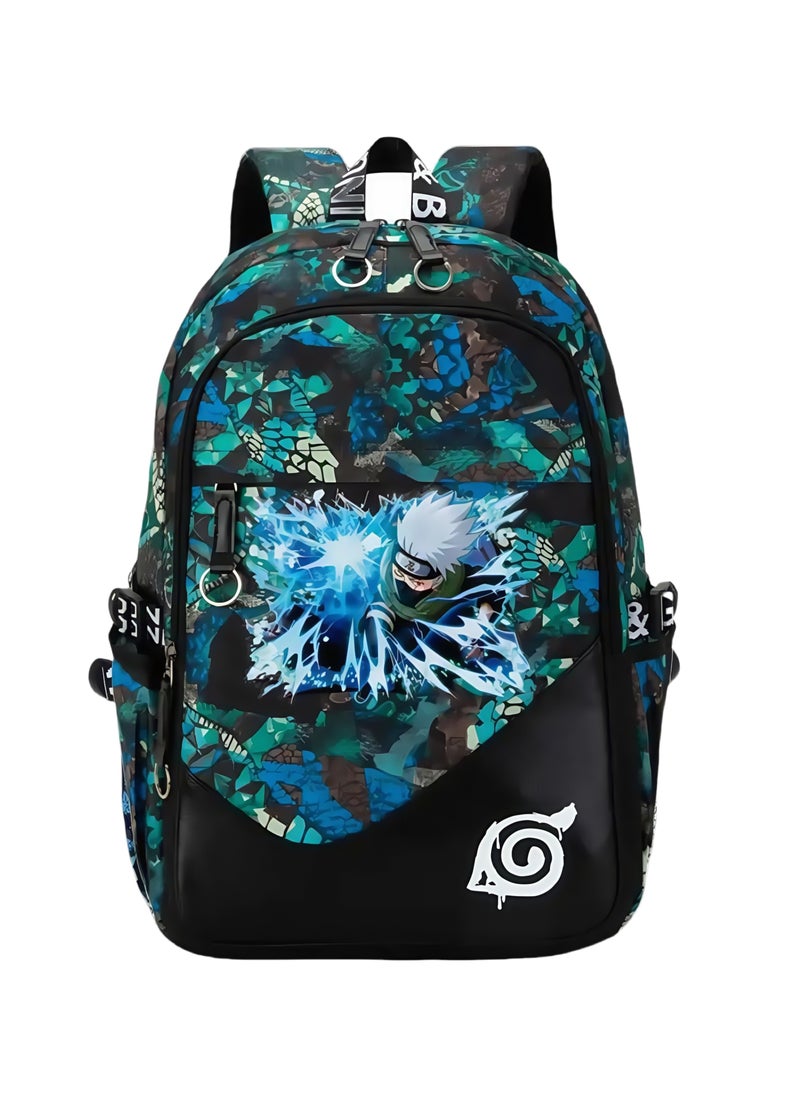 Elementary School Boy Luminous Safety Strip Schoolbag Ergonomic Decompression Backpack Oxford Waterproof Youth Trend Backpack Multifunctional Sports and Leisure Dual-purpose Large Bag 31*47*15CM