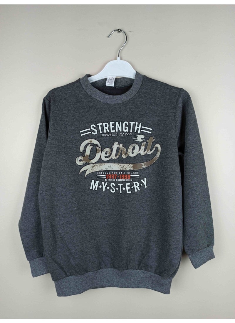 Men's Waiter Printed Anthracite Cotton Sweatshirt