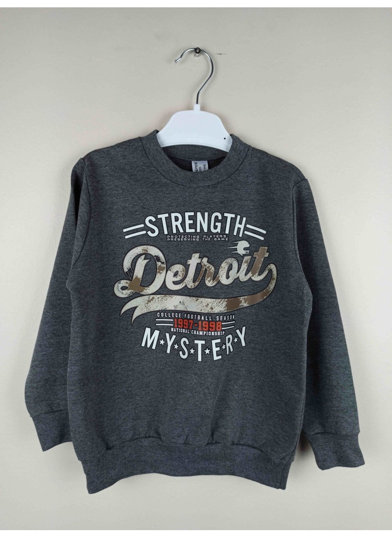 Boy's Printed Anthracite Cotton Sweatshirt