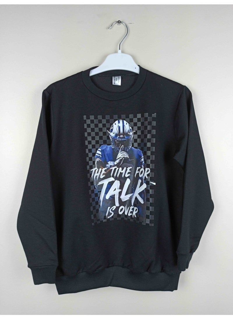 Men's Waiter Printed Black Cotton Sweatshirt