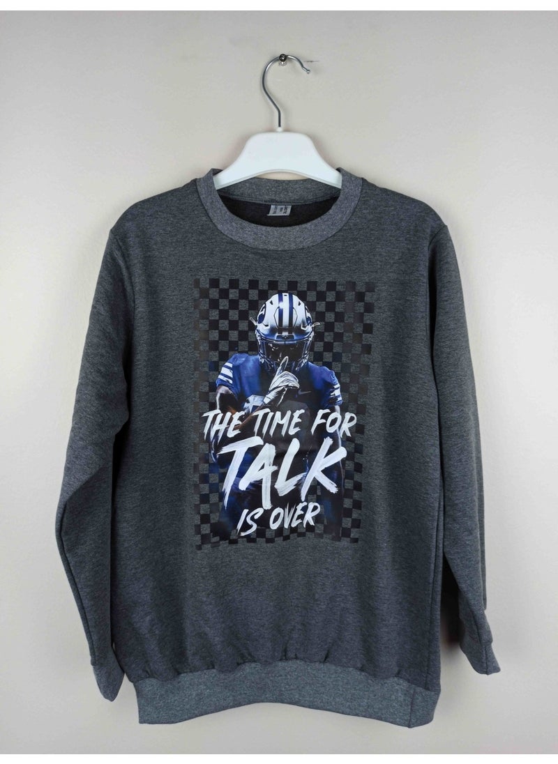 Men's Waiter Printed Anthracite Cotton Sweatshirt