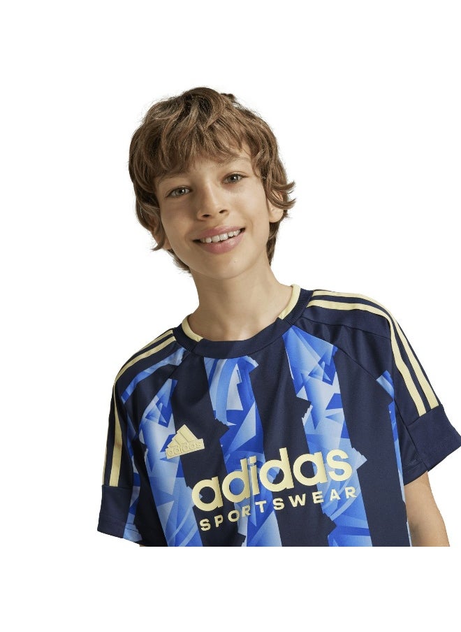 Adidas J Hot Tee Blue Training T-Shirts For Kids Unisex 128