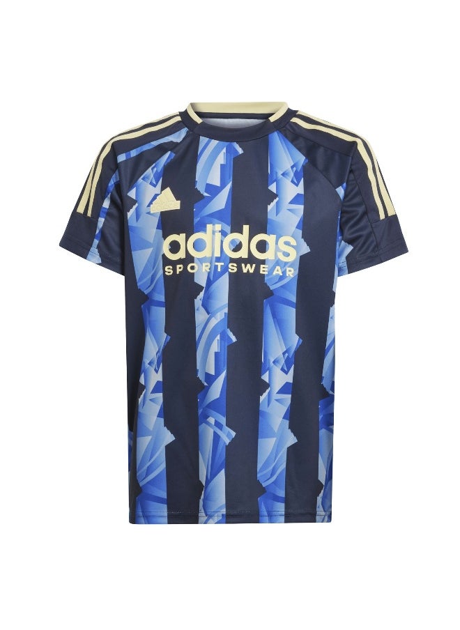 Adidas J Hot Tee Blue Training T-Shirts For Kids Unisex 128