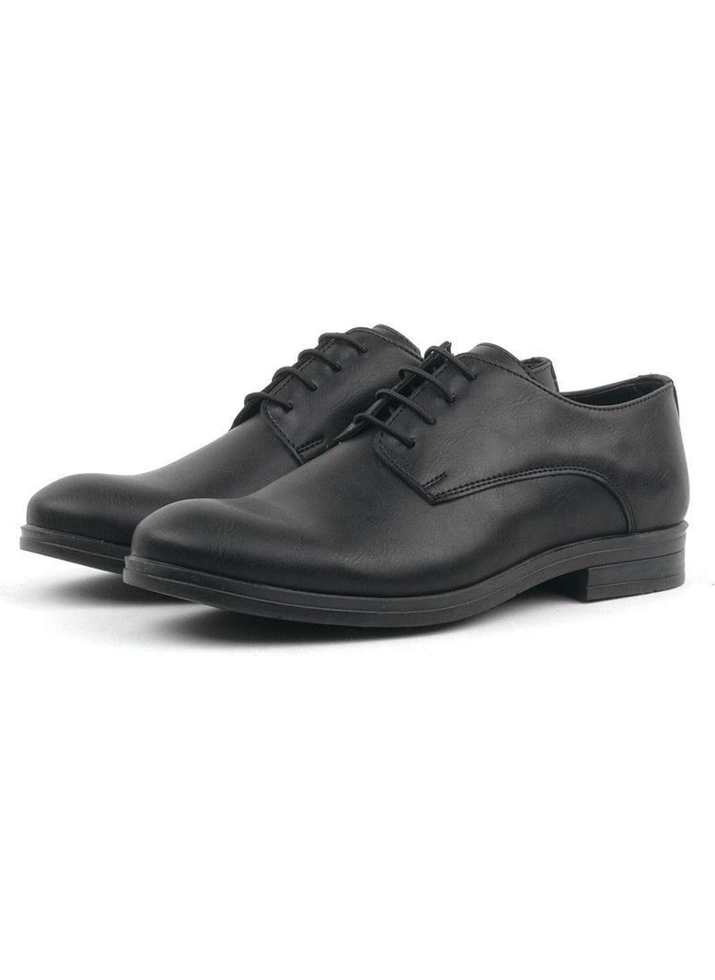 Black Matte Lace-up Oxford Kids Shoes