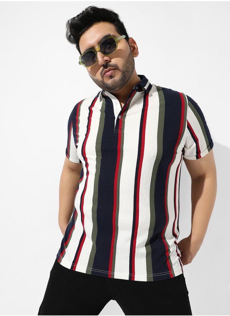 Men's Multicolour Striped Regular Fit Casual Shirt