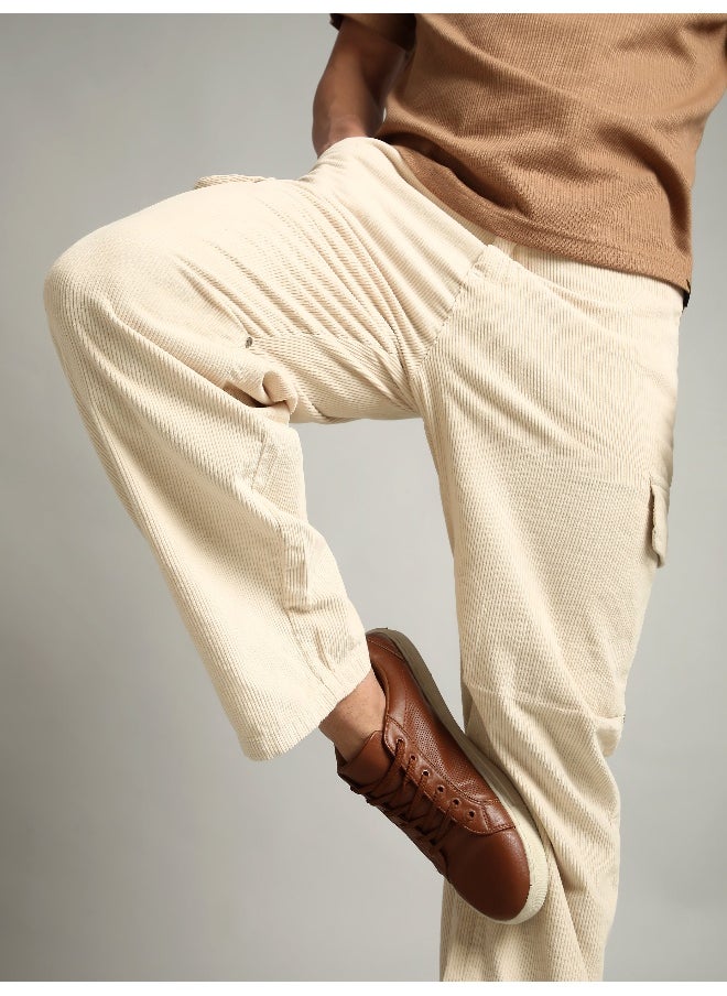 Cream Oversize Corduroy Cargo Pants