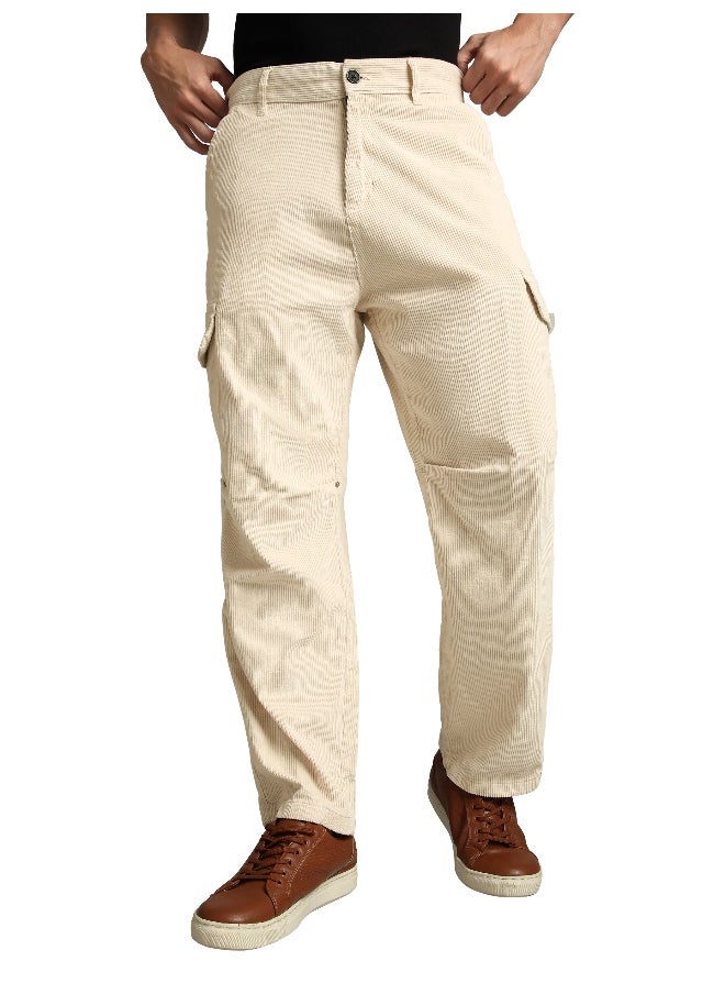 Cream Oversize Corduroy Cargo Pants