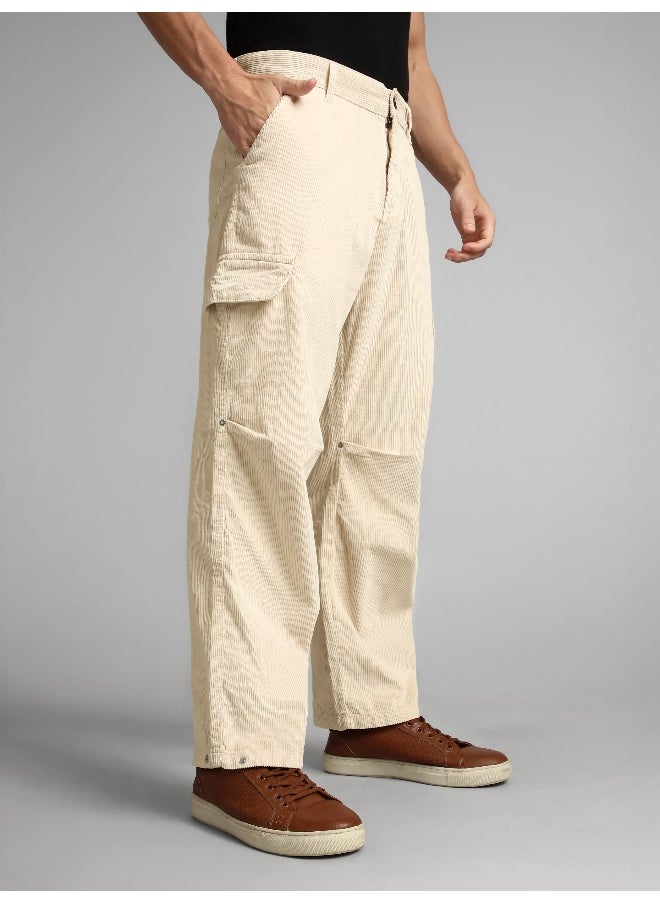 Cream Oversize Corduroy Cargo Pants