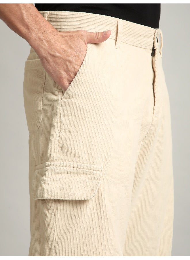 Cream Oversize Corduroy Cargo Pants