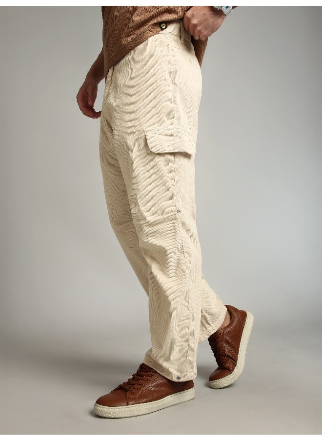 Cream Oversize Corduroy Cargo Pants