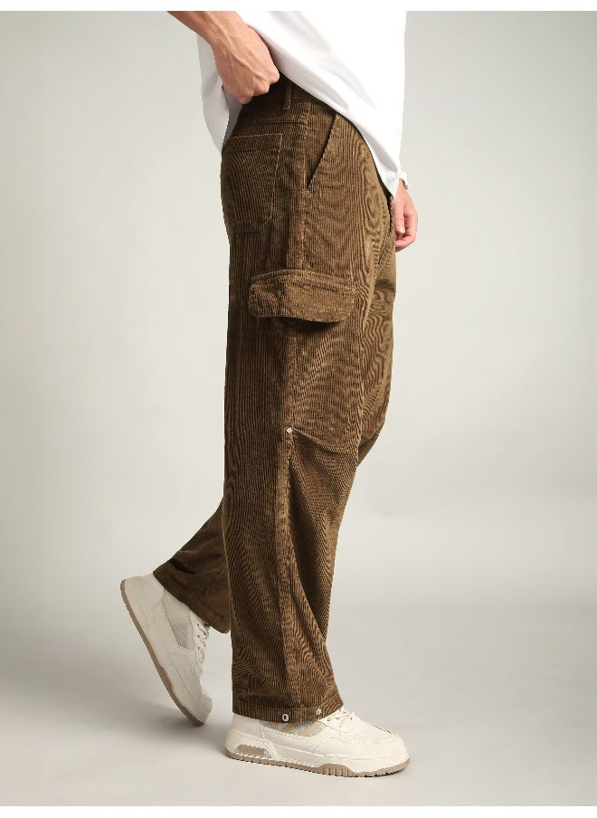 Brown Oversize Corduroy Cargo Pants