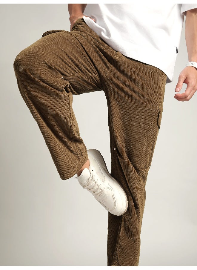 Brown Oversize Corduroy Cargo Pants