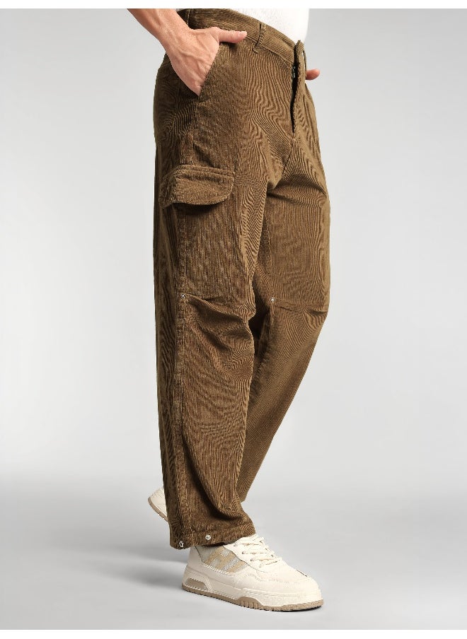 Brown Oversize Corduroy Cargo Pants