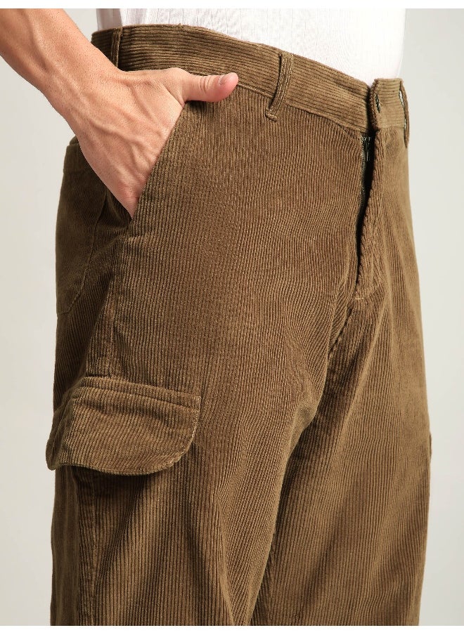Brown Oversize Corduroy Cargo Pants