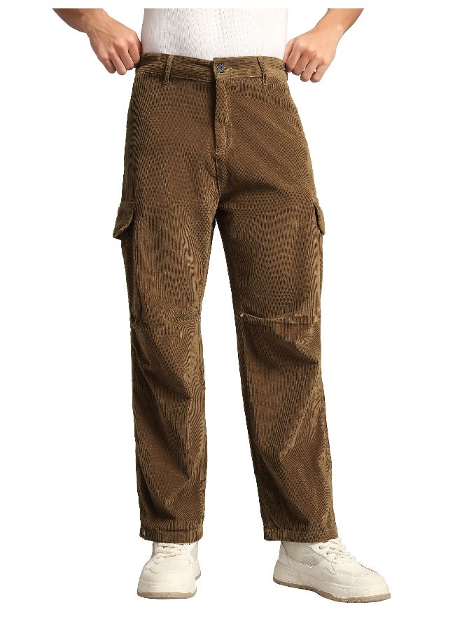 Brown Oversize Corduroy Cargo Pants