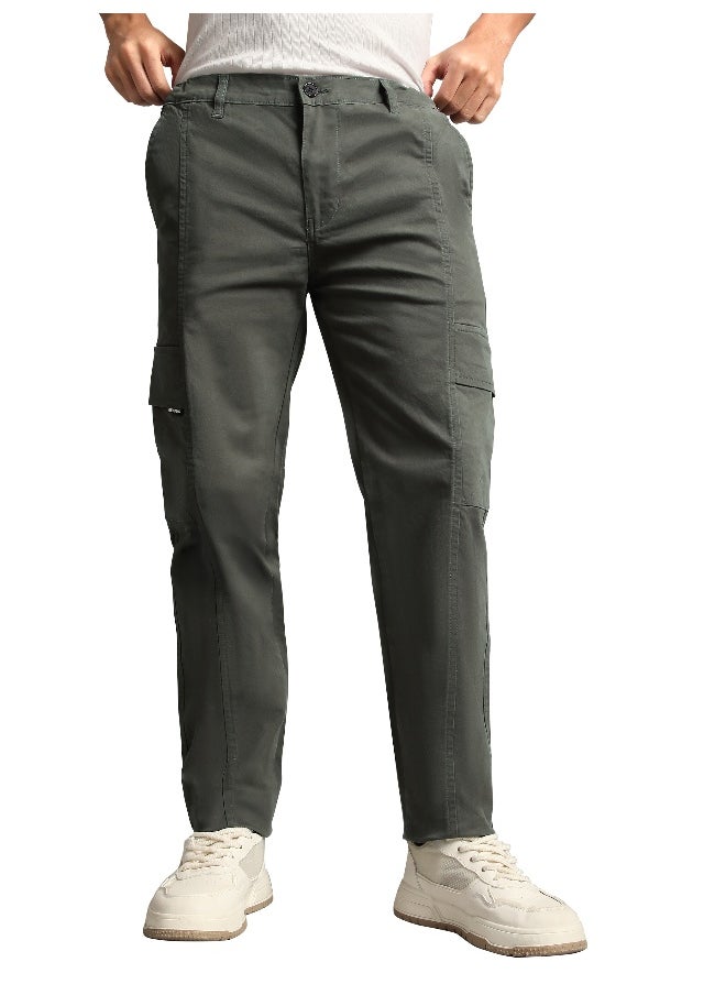 Dark Grey Elasticated Cut and Sew Cargo Pants