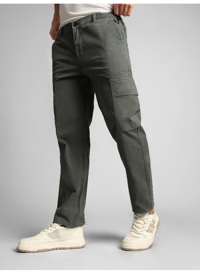 Dark Grey Elasticated Cut and Sew Cargo Pants