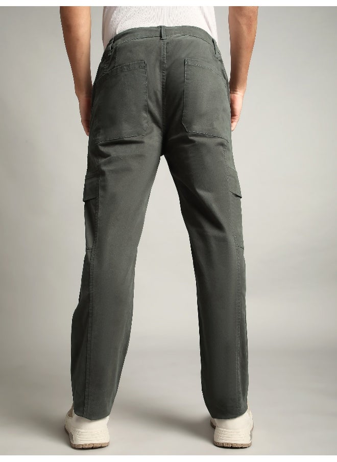 Dark Grey Elasticated Cut and Sew Cargo Pants