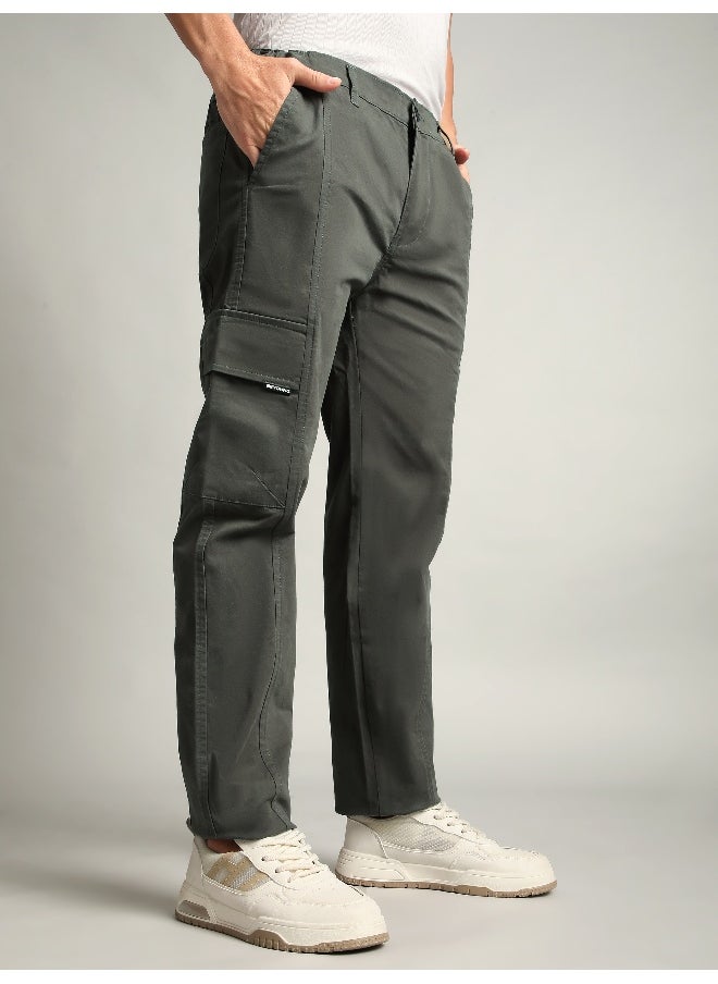 Dark Grey Elasticated Cut and Sew Cargo Pants
