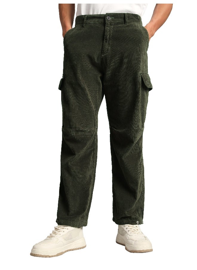 Olive Oversize Corduroy Cargo Pants