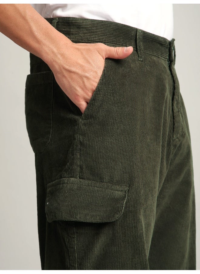 Olive Oversize Corduroy Cargo Pants