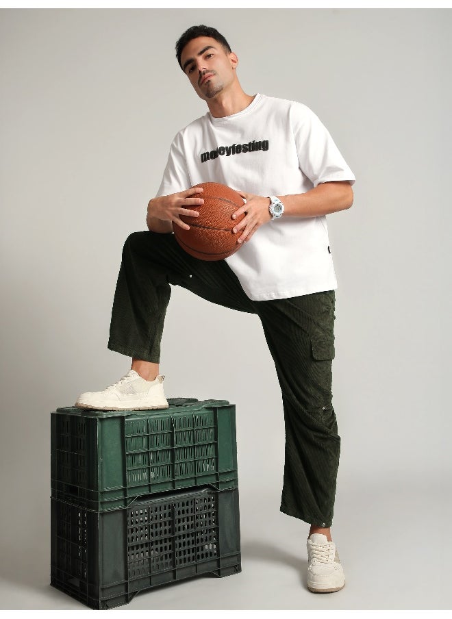 Olive Oversize Corduroy Cargo Pants
