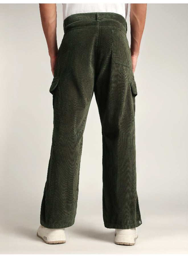 Olive Oversize Corduroy Cargo Pants