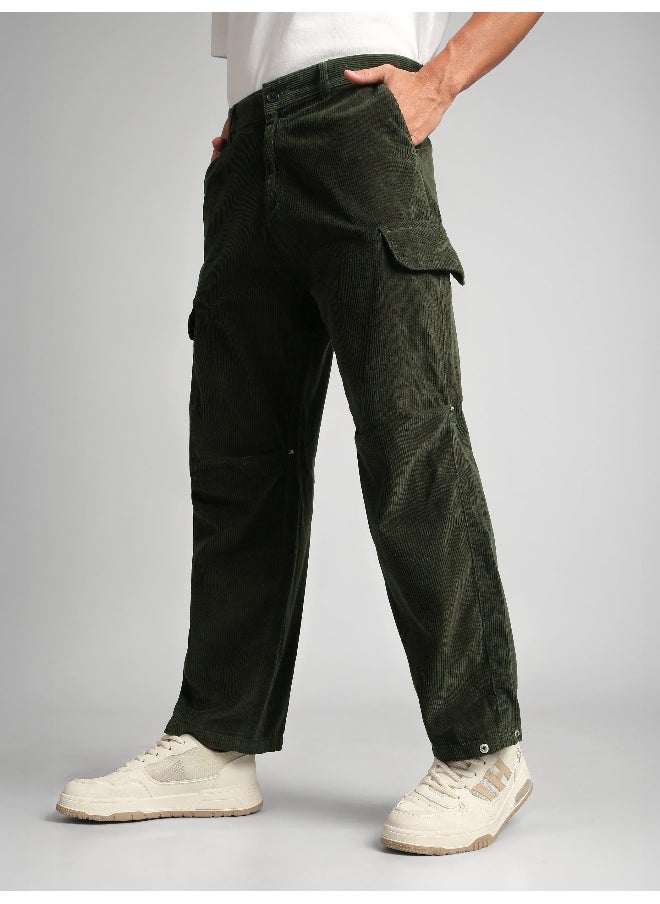 Olive Oversize Corduroy Cargo Pants
