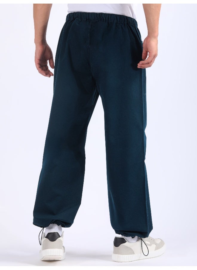 Dark Blue Double Pleated Cargo Joggers