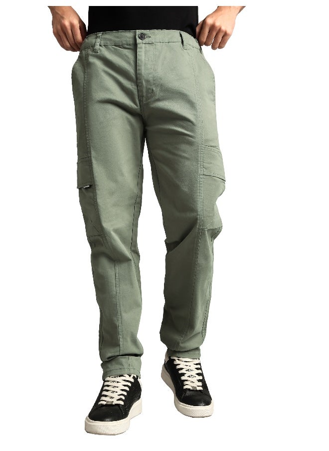 Sage Green Elasticated Cut and Sew Cargo Pants