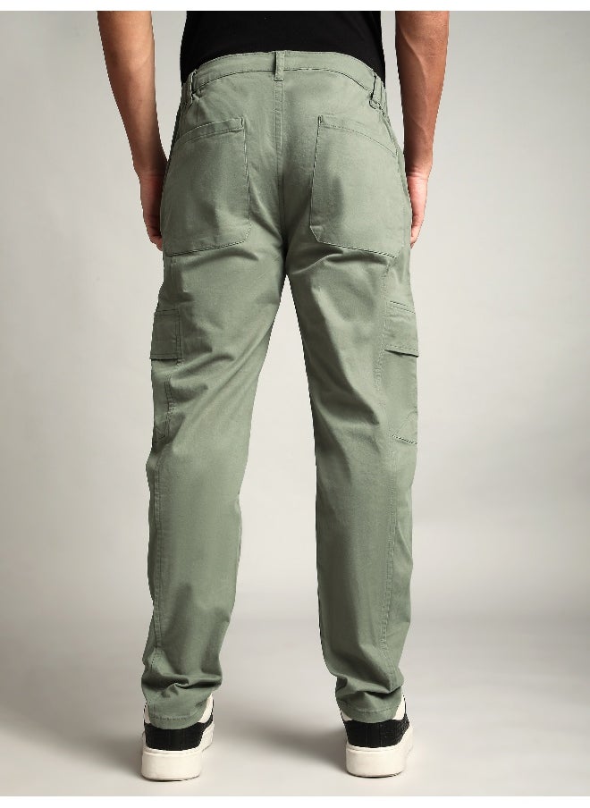 Sage Green Elasticated Cut and Sew Cargo Pants